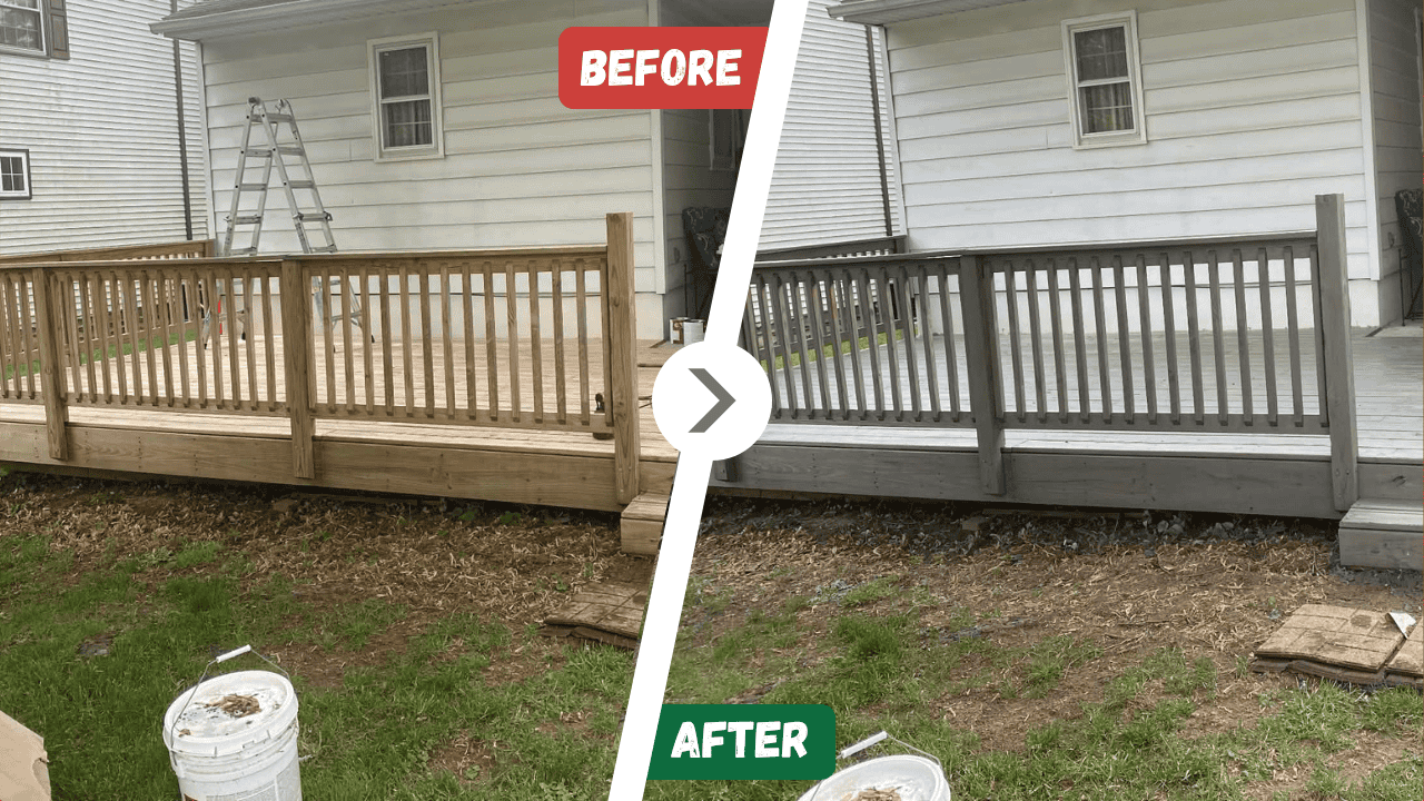 Before and after Deck Staining